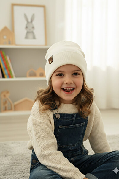 Neva Baby Boutique Krem Unisex Bebek & Çocuk Beresi Esnek Ribana Deri Gökkuşa...