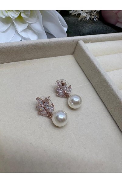 MY NUCA Elegant Pearl Model Sparkling Earrings with Zircon Stone