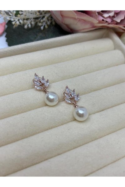 MY NUCA Elegant Pearl Model Sparkling Earrings with Zircon Stone