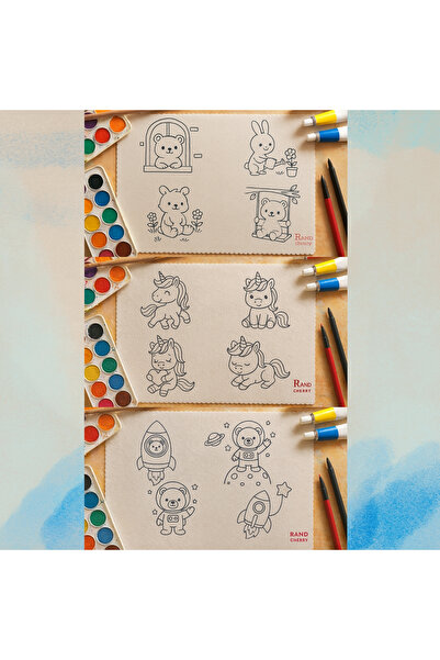 REDANDCHERRY 3'lü Yıkanabilir Boyama Örtüsü - Uzay , Kış , Araba , Hayvan Temalı - Beslenme Örtüsü - Aktivite Set