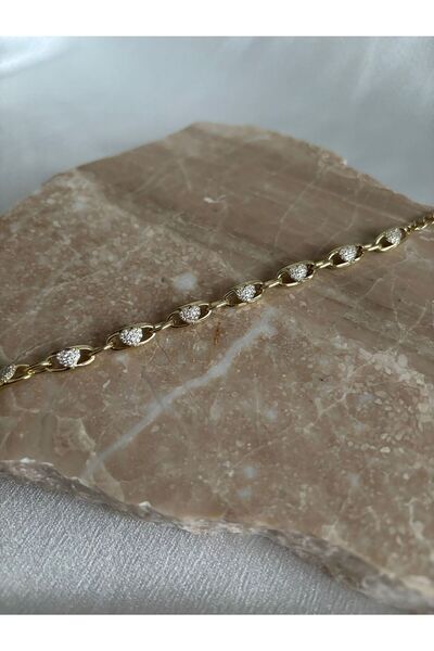 XUPING JEWELRY Zirkon Kalp Detaylı 14K Xupıng Çelik Bileklik