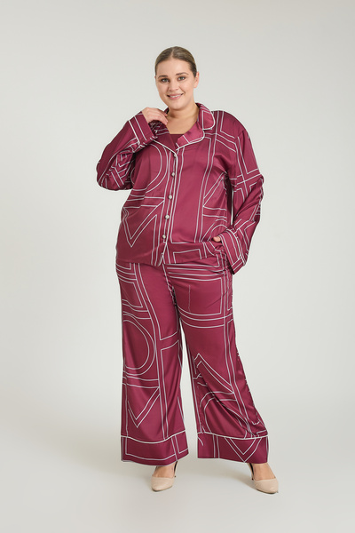 Zeyn KADIN ÜÇLÜ TAKIM DESENLİ GENİŞ PAÇA RAHAT KESİM OVERSIZE ŞIK GİYİM