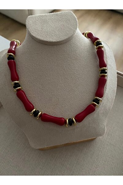 Bade Jewelry Vip İthal Bordo Tasarım Boncuk Kolye