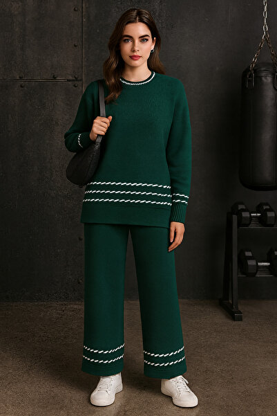semela Zigzag Patterned Knitwear Pants Suit