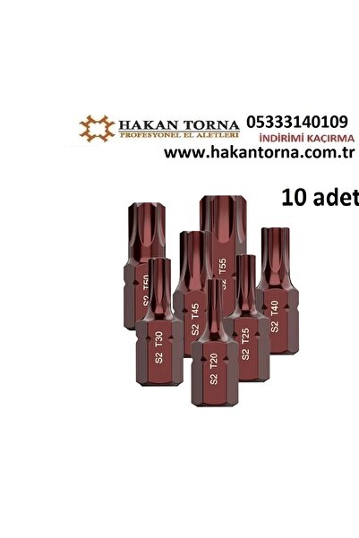 HakanTorna Rico Kısa T45 Torx Bits Uç Kaplamalı 10 adet