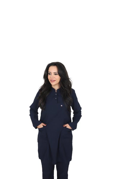 ufukscrubs H/025 2 Pcs Judge Collar Uniform Doctor Nurse Student Lycra Fabric Scrubs Set