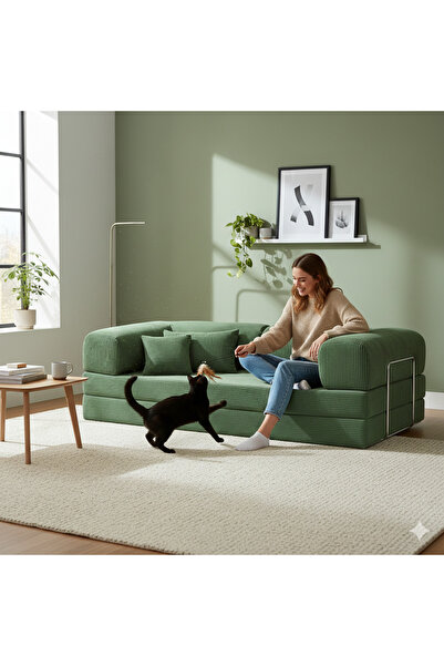 DECHOME 180 X 90 Midinest Kanepe | Yatakli Koltuğu | Fitilli Kadife Yıkanır |...