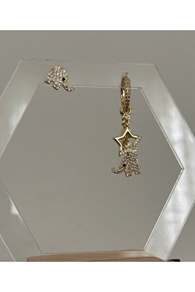 mibrillo Fil detaylı charmlı küpe şans küpesi