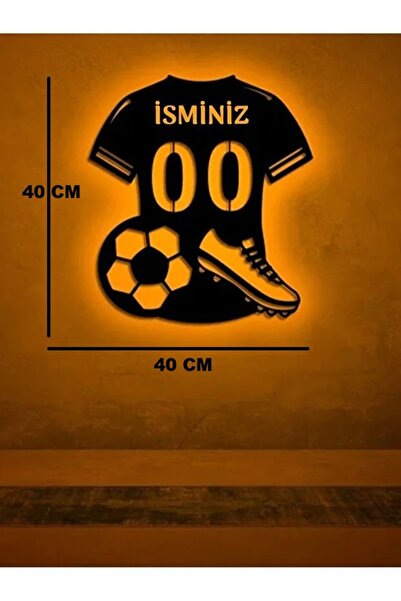 kesita TASARIM Kişiye Özel Mdf Duvar Dekorasyonu Futbol Lazer Kesim Işıklı Tablo