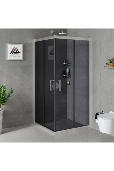 Kupon Duş Vesta D100 Kare Duşakabin Parlak Profil Füme Cam H: 190 cm