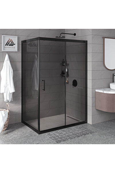 Kupon Duş Vesta D201 Dikdörtgen Duşakabin Siyah Profil Füme Cam H: 190 cm