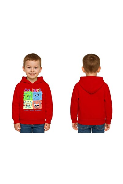 SEDİRLİ Unisex αρκουδάκι με τύπωμα Παιδικό φούτερ με κουκούλα 3 νήματα με ανά...