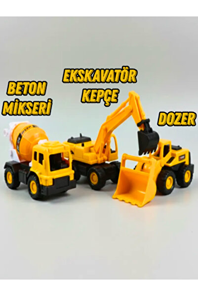 a v d a 3'Lü İş Makinesi Beton Mikseri + Ekskavatör Kepçe + Dozer İş Makineleri Büyük Boy 3 adet