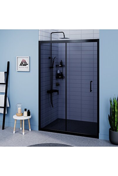 Kupon Duş Vesta D200 İki Duvar Arası 1 Sabit 1 Sürgü Duşakabin Siyah Profil F...