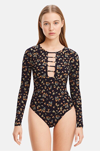 BİLLABONG Women Long Sleeves Floral Print One Piece Swimwear, Multicolor