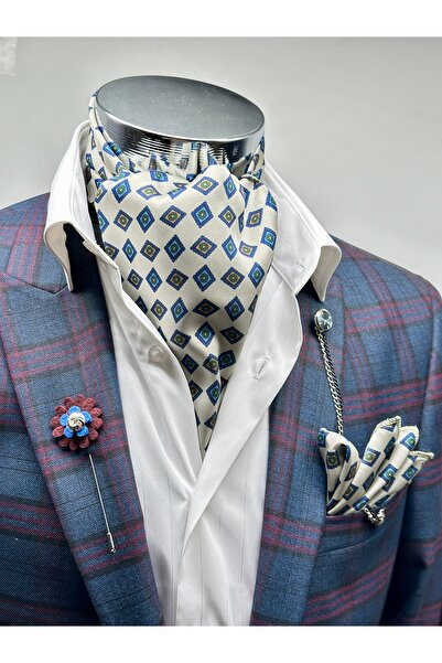 Gutiero White Patterned Men's Scarf