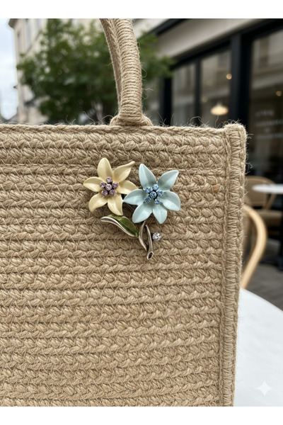 Zeyora Çiçek Desen Broş, Çanta Broş, Yaka Broş