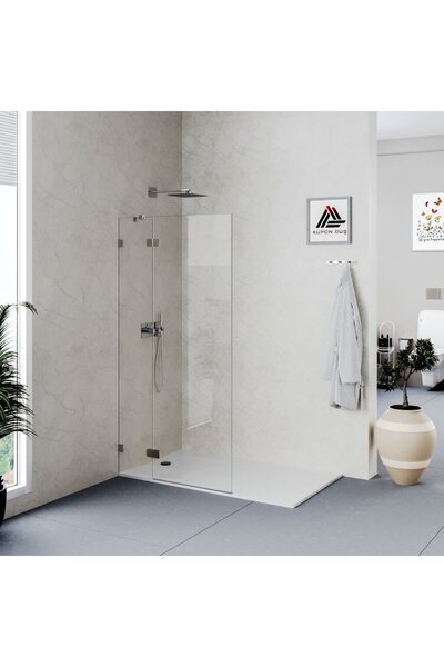Kupon Duş Helios D800 Menteşeli Sistem Seperatör Panel Duşakabin Şeffaf Cam H...