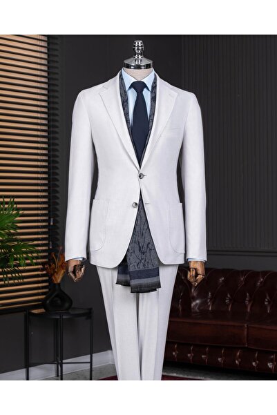 TerziAdemAltun Italian Style S Slim Fit Jacket Pants Suit Ecru T14176