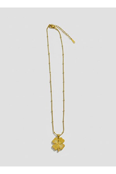 Markasız ucuz PASLANMAZ ÇELİK YONCA KOLYE GOLD-45CM