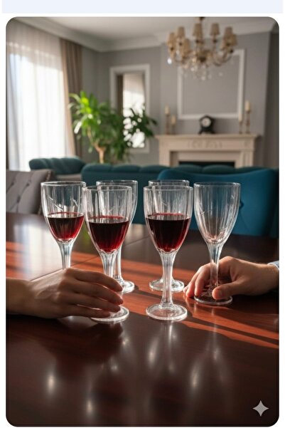 ORTAKÖY CENNETİ 6 ad ayaklı kadeh Bardak MURANO şık uzun ayak çok amaçlı 250 cc Hacim 20 cm boy 8 cm agız