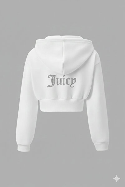 Bozz&Bozz Collection Hanorac crop pentru femei Juicy Crystal Stone cu imprimeu Swea tricou Negru