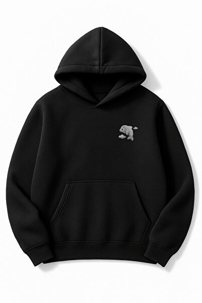 Altair Tr قصة فضفاضة سويت شيرت يونيسكس دولفين مطبوع بغطاء رأس