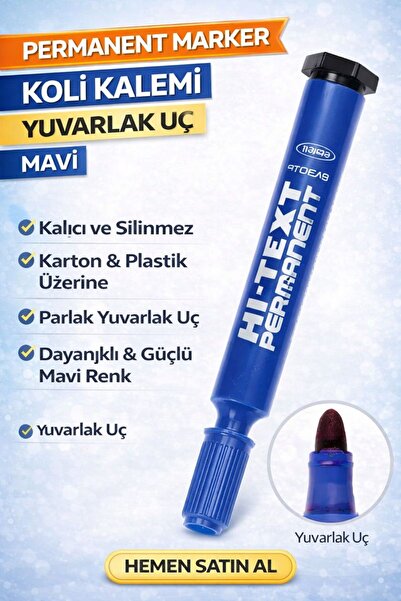 ANI OFİS KIRTASİYE A K Permanent Marker Koli Kalemi Yuvarlak Uç Siyah - Mavi