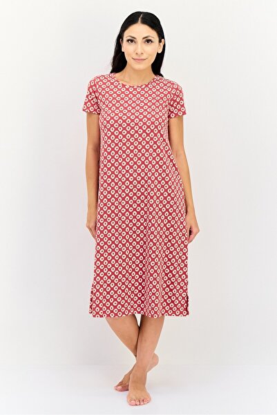 Zivame Rosaline x Women Allover Print Short Sleeves Sleeping Dress, Multicolor