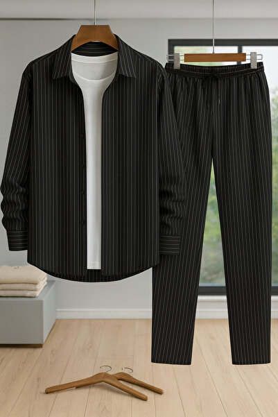 BRLKN material elastic Cămașă cu mânecă lungă pentru bărbați/unisex din țesătură crep set