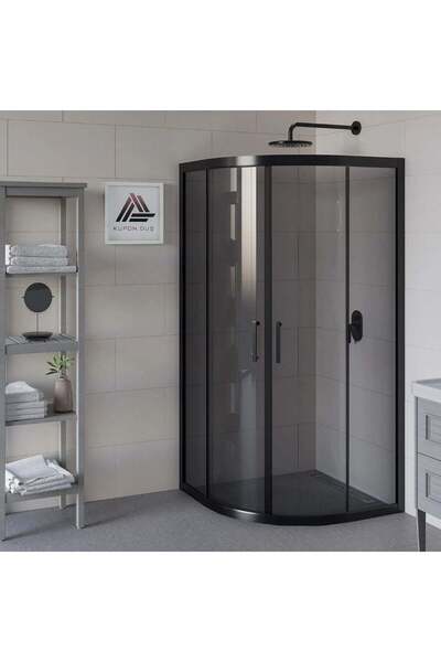 Kupon Duş Vesta D300 Oval Duşakabin Siyah Profil Füme Cam H: 190 cm