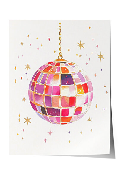 Zestia Poster Retro Disco Ball Decor pentru camera tinerilor