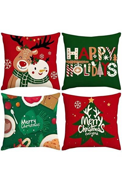 The Bros Christmas Pillow Covers 18 x 18 Inches Set of 4 - Xmas Series Zipper...