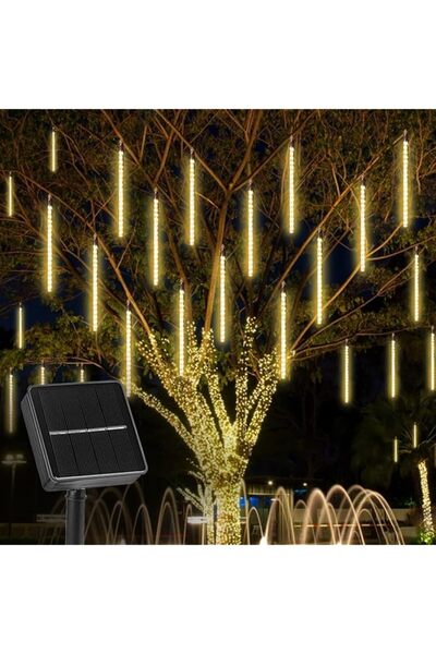 The Bros أضواء سلسلة خارجية تعمل بالطاقة الشمسية على شكل زخات شهب، 20 بوصة، 1...