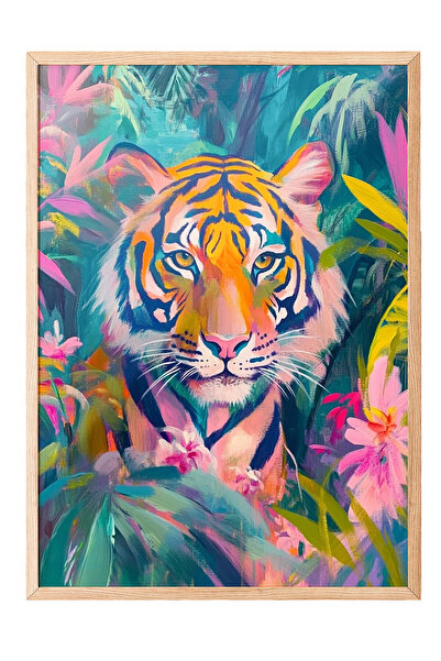 Zestia Ζωγραφική τοίχου με ξύλινο πλαίσιο Tiger's View Διακόσμηση γραφείου