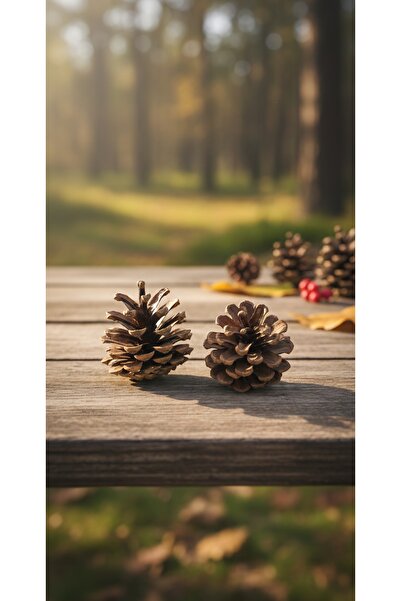 Şirin 2 adet .Doğal Rustik Çam Kozalağı Seti – Dekoratif ve Fotoğraf Aksesuarı