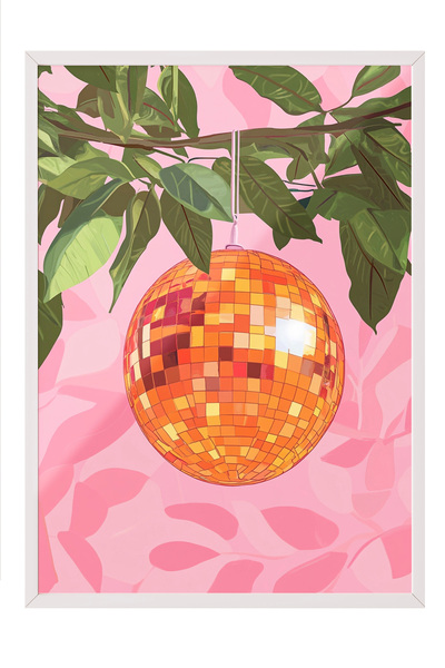 Zestia Pictură de perete înrămată albă, decor modern de hol cu bile disco și ...