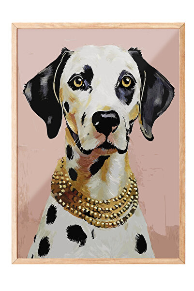 Zestia Tablou de perete cu ramă din lemn, decor de birou cu câine cu zgarda a...