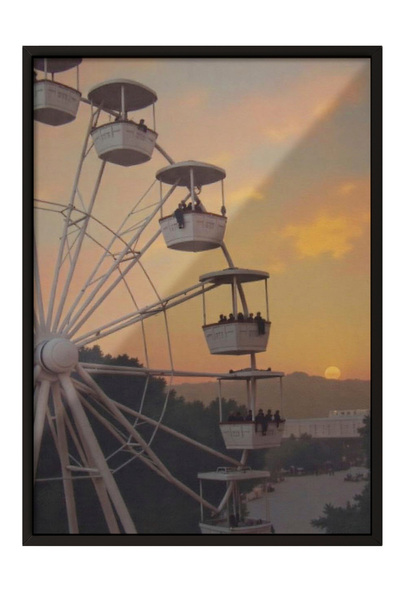 Zestia Tablou de perete cu ramă neagră, Ferris Wheel la apus de soare – Decor...
