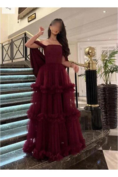 ELHAM FASHION فستان سهره بورغندي تول