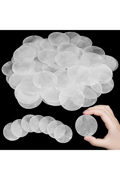 The Bros Round Natural Oyster Shell Discs, 100 pcs 2-inch, 2 Holes — for Crafts & Home Decor