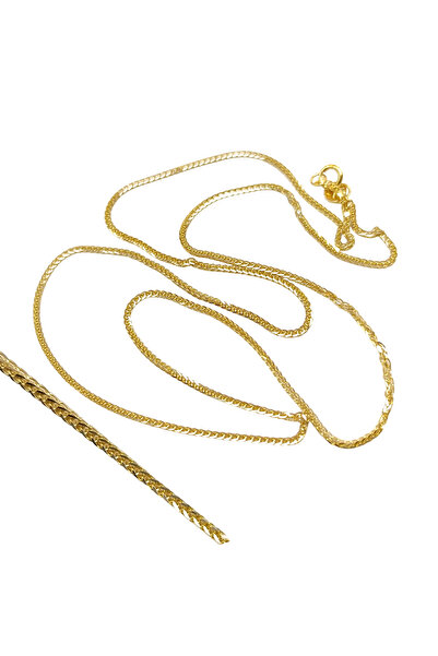 Altınofisi 55cm Başak İpek Örgü Zincir Kolye 14 Ayar Altın