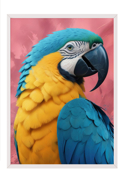 Zestia Ζωγραφική τοίχου με λευκό πλαίσιο Πολύχρωμο πορτρέτο παπαγάλου – Διακό...