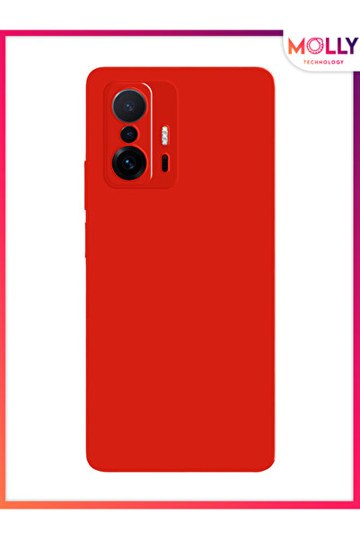 Molly حافظة سيليكون مخملية داخلية سائلة باللون الأحمر لهاتف Xiaomi Mi 11T PRO