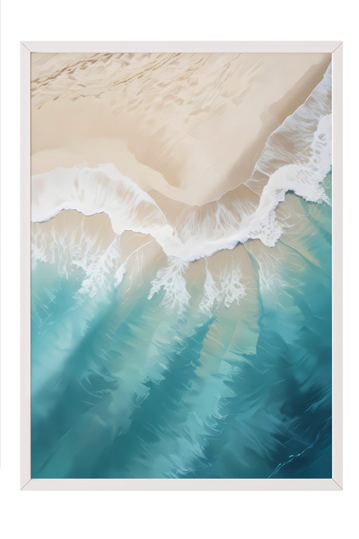 Zestia Tablou de perete cu ramă albă, vedere la valuri de mare turcoaz – Deco...