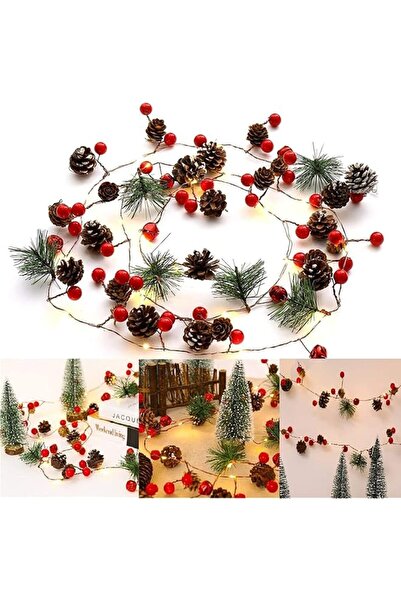 The Bros سلسلة أضواء عيد الميلاد على شكل مخاريط صنوبر بطول 6.56 قدم، مزودة بـ...