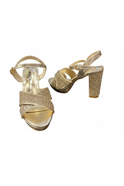 Bronz حذاء نسائي سهرة شكل x زركون من الامام وعلى الكعب من الخلف