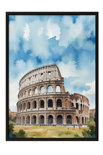 Zestia Pictură de perete înrămată în negru Colosseumul Roman – Decor pentru s...