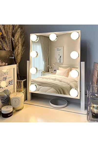 The Bros مرآة زينة مزودة بـ 9 مصابيح LED، و3 أوضاع إضاءة، ومرآة قابلة للفصل بتكبير 10x، وتحكم باللمس