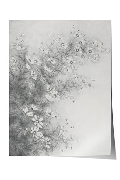 Zestia Minimalistički poster sa skicom cveća – Dekoracija dnevne sobe u sivim...